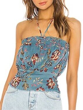 NET Anthropologie Tularosa Sashi Top in Dusty Blue Floral - M